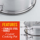 idrop 2 Layer Stainless Steel Kitchen Cooking & Steaming Cookware Pot [ 16cm / 18cm / 20cm ]