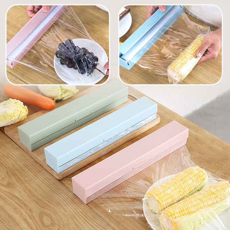 idrop Plastic Wrap Roll Storage Cutter Box Container