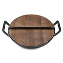 idrop 32CM / 36CM CAST IRON - Wok Cooking Pot with Wooden Lid