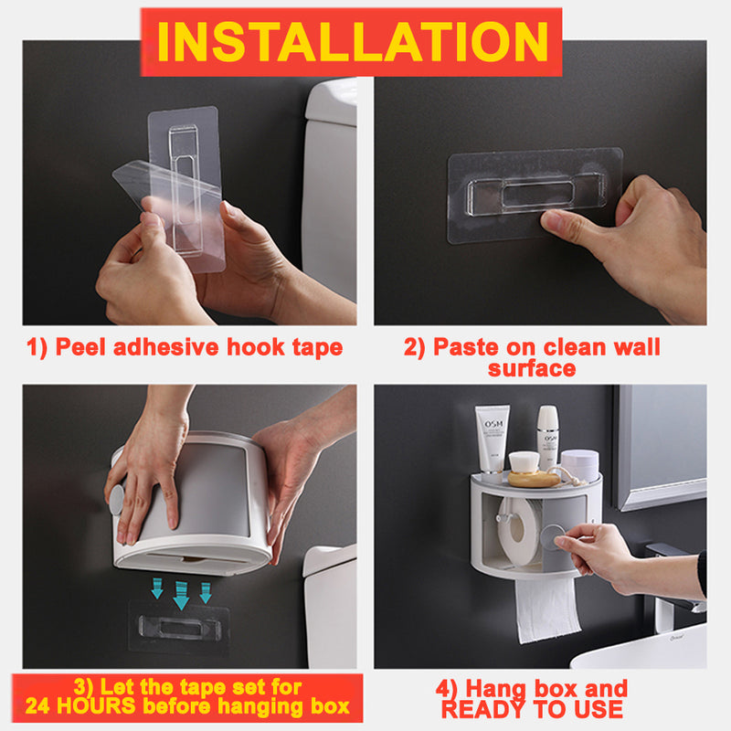idrop Wall Mounted Household Toiletry Storage Shelf Rack with Toilet Roll Holder
