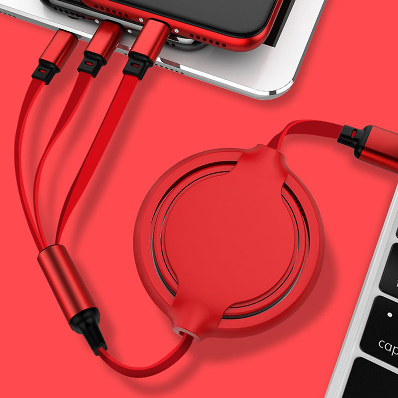 idrop 3 IN 1 Retractable Extendable USB to Type C / Micro USB / Apple Compatible Charging Cable