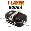 idrop [ 1 LAYER(800ml) / 2 LAYER(1200ml) ] Portable Lunch Box with Stainless Steel Multi Compartment Food Eating Tray