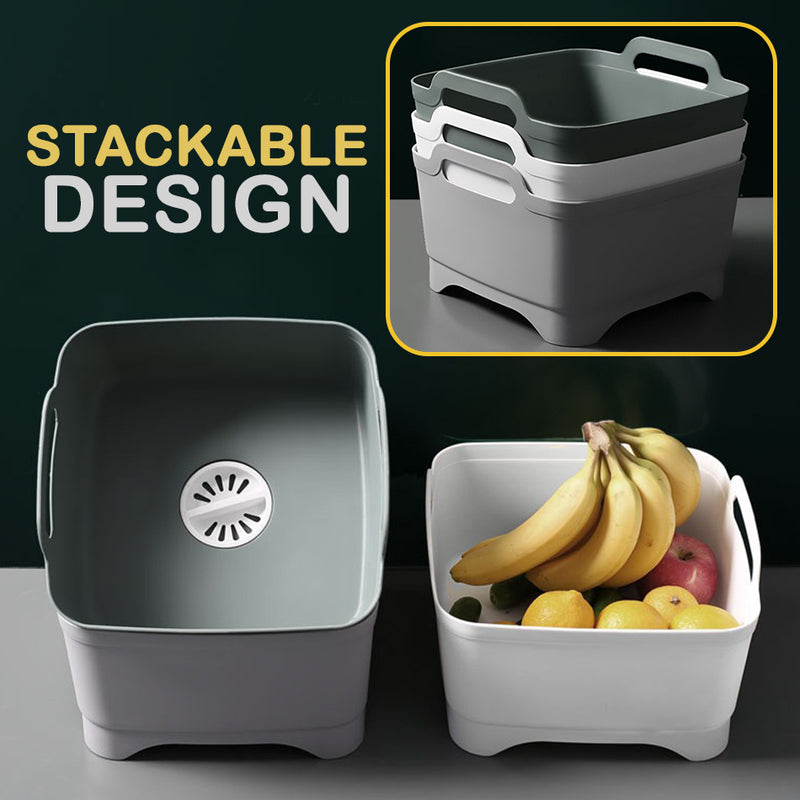 idrop Plastic Portable Sink Drain Fruit & Vegetable Basket / Bakul Mudah Alih Sayur dan Buah / 塑料便携式水槽排水水果和蔬菜篮