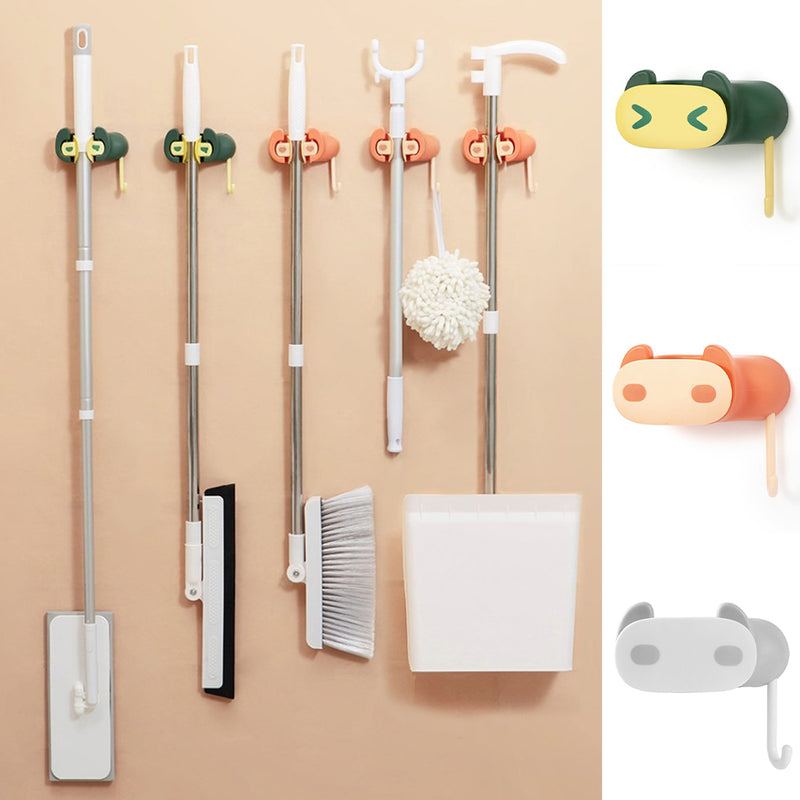 idrop Wall Mounted Mop & Sweeper Holder / Pemegang Mop & Penyapu  /卡通贴粘钩拖把架