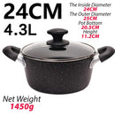 idrop [ 24CM ] 4.3L Maifan Stone Nonstick Aluminium Soup Pot With Glass Lid Cover / Periuk Mangkuk Masak / 24CM铝汤锅玻璃盖)