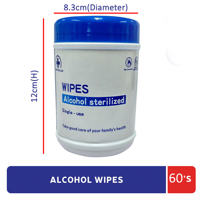 idrop [ 60 sheets/bucket ] WIPES Alcohol Sterilized Single-Use Portable Non-Woven Cloth / Kain Alkohol Pencuci / 60 片湿巾酒精消毒一次性便携式无纺布