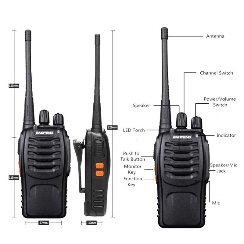  BaoFeng BF-88A Walkie Talkie with 4PCS 1500mah Batteries &  Programming Cable CH340 Chip, Long Range 2 Way Radios Upgraded from BF-888S  (2 Pack) : Electronics