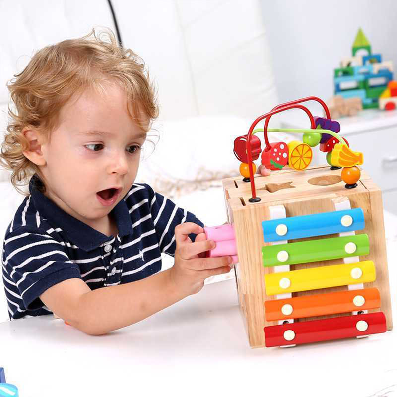 idrop WOOD TOYS - Kids Children Learning Interactive Learning Activity Cube Toy