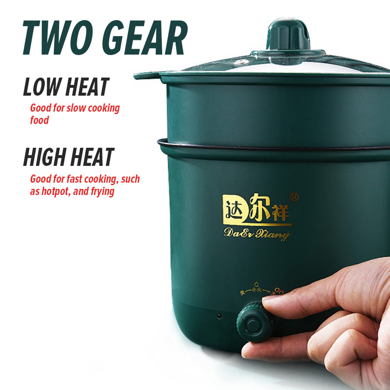 idrop [ 18CM ] 1.5 Liter Double Layer Electric Cooking Pot & Steamer 800W / Periuk Memasak dan Stim Elektrik / 18CM双层旋钮电煮锅(防烫格 )(800W)