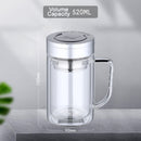 idrop [ 520ml ] Double Layer Glass Heat Insulation Drinking Cup with Stainless Steel Filter with Lid Cover / Cawan Gelas Minuman Penebat Haba / 带盖不锈钢过滤网双层玻璃隔热饮水杯
