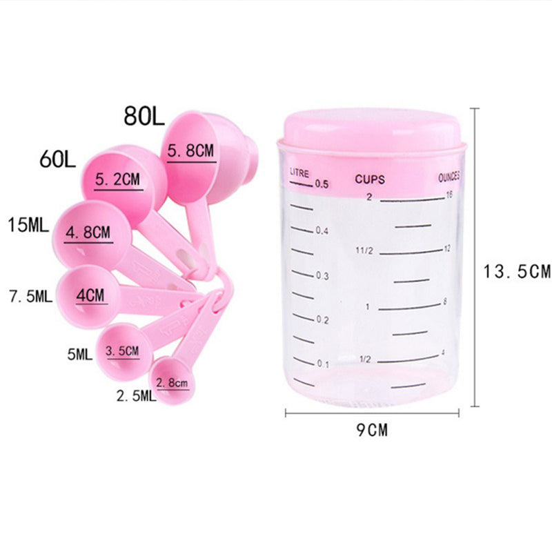 idrop [ 7PCS ] Plastic Measuring Cup + Spoon Set / Set Cawan dan Sudu Ukur Sukat / 量杯+量勺套装
