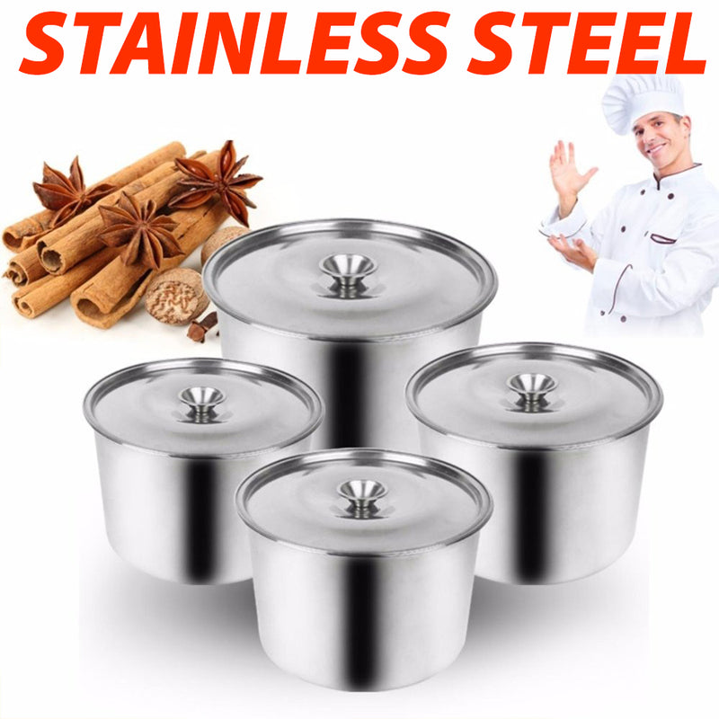 idrop [ 4 IN 1 ] Stainless Steel Taste Cup Kitchen Food & Seasoning Container with Lid Cover / Mangkuk Cawan Simpanan Makanan & Perencah / 14 16 18 20公分味盅(磁)青盒(TASTE CUP)