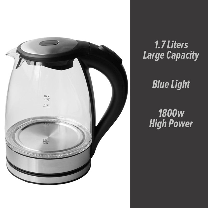 idrop [ 1.7L ] Glass Electric Kettle 1850W / Cerek Air Kaca Elektrik 1700ml / 【1.7L】玻璃电热水壶1850W