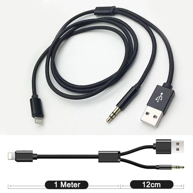 idrop iP 3.5mm Aux Audio Cable & Charging Cable Compatible with Apple Smartphone [ USB Power Connector ]