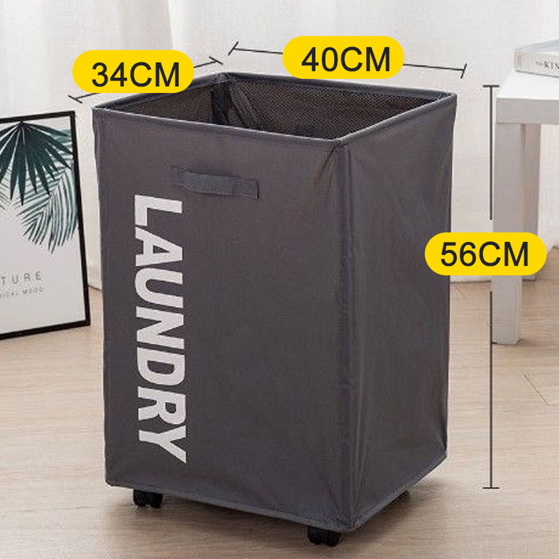 idrop Household Dirty Laundry Clothes Storage Basket with Wheels