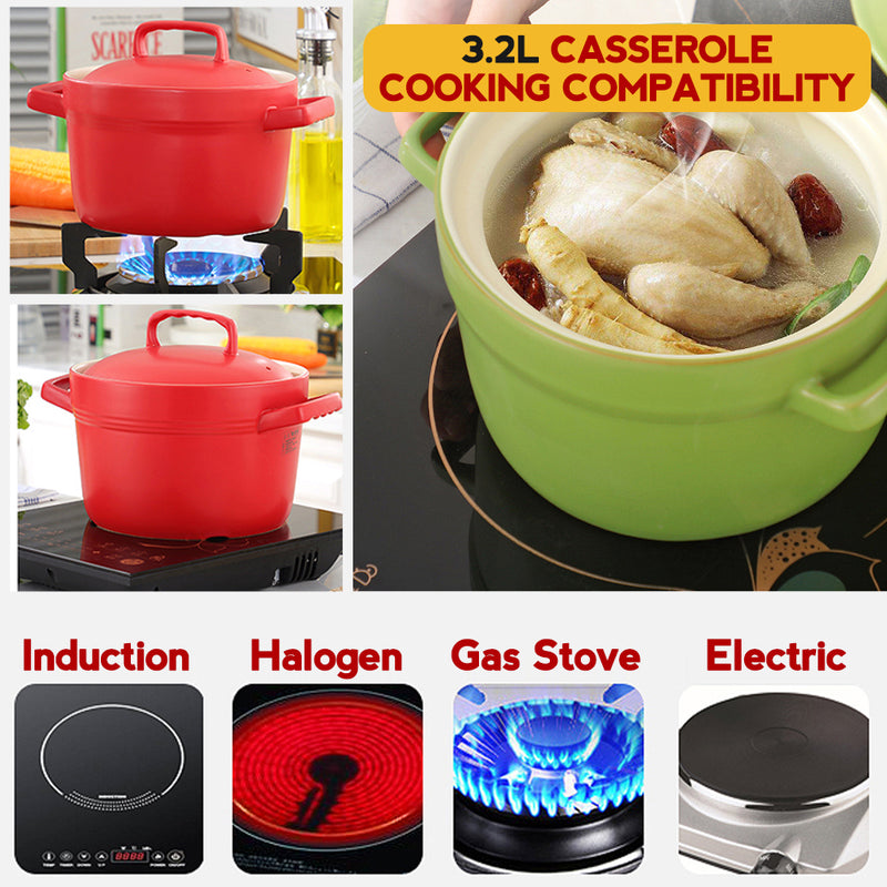 idrop [ 1.1L / 3.2L ] Ceramic Casserole Cooking Pot Bowl
