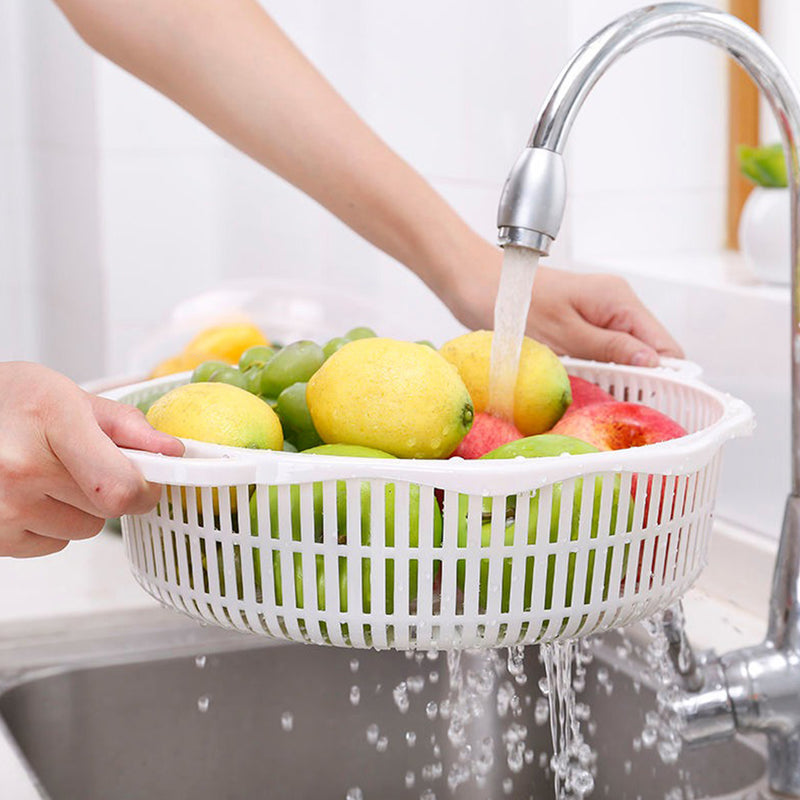 idrop Double Layer Fruit Vegetable Dish Washing & Rinsing Display Basket