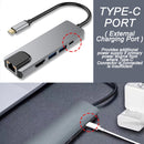 idrop [ 5 IN 1 ] TYPE-C to HDMI 4K / LAN RJ45 Ethernet / Type C / USB 3.0 Adapter Cable