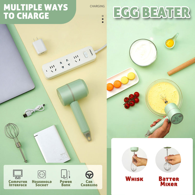 idrop [ 3 IN 1 ] 250ml Multifunction Mini Electric Egg Beater Whisk & Blender USB Powered / Pemukul Telur Elektrik Mini Pelbagai Fungsi & Pengisar USB / 20W三合一 玻璃250ML料理机(三叶刀, 12线棒, 奶油棒)