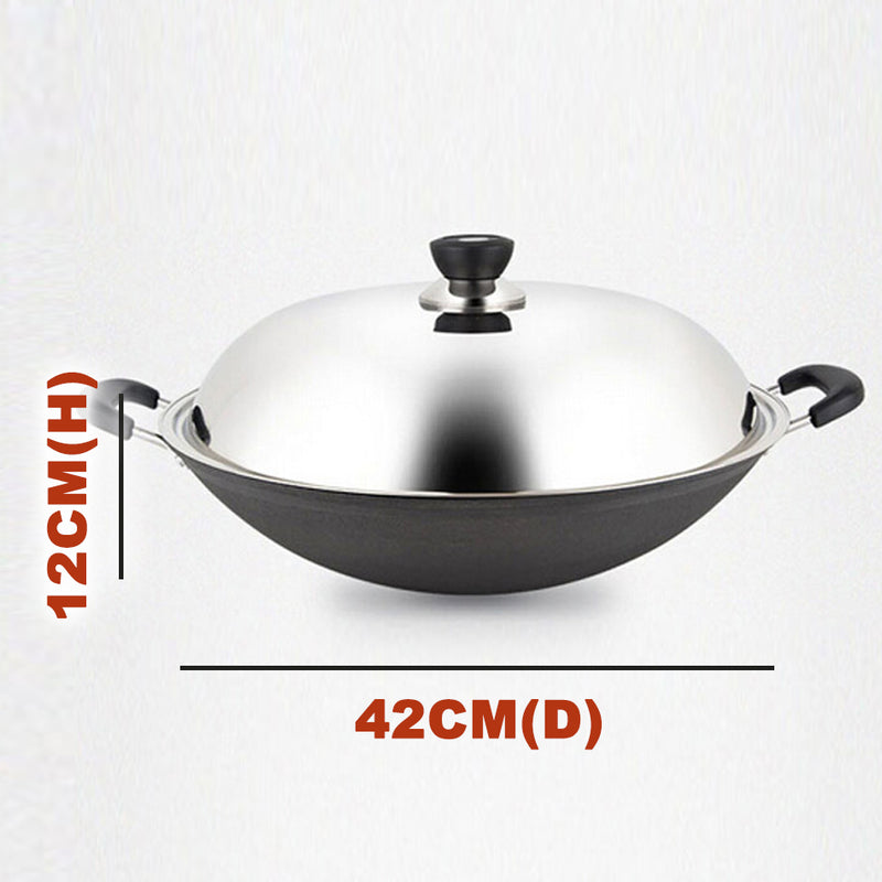 idrop [ 42CM ] Iron Casted Nonstick Cooking Wok