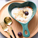 idrop Peach Heart Ceramic Bowl with Handle / Mangkuk Seramik / 陶瓷碗 8.5^带柄桃心陶瓷碗(青/粉红/黄/蓝)