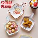 idrop  [ Round / Square ] Ceramic Side Dish Plate with Handle / Pinggan Piring Kecil Seramik Bulat atau Petak / 陶瓷碟 双嘴带柄陶瓷碟 / 陶瓷碟 方形带柄陶瓷碟