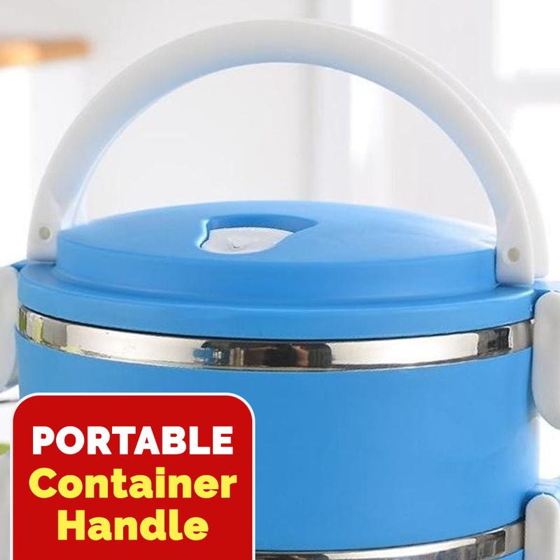 idrop 1400ML 2 Layer Stainless Steel Interior Bowl Lunchbox Portable Insulated Food Container