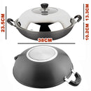 idrop [ 38CM ] Iron Casted Nonstick Cooking Wok with Composite Compound Bottom / Kuali Masak / 复合复合底铸铁不粘锅