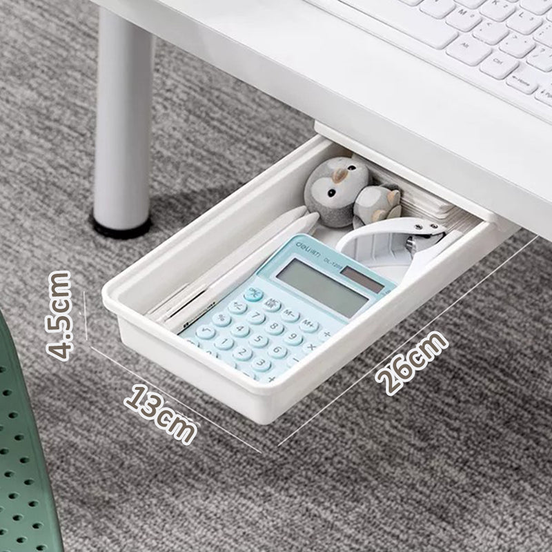 idrop Under Desk Punch Free Hidden Mounted Plastic Stationary Drawer for Home and Office / Laci Bawah Meja Senang Lekat Rumah dan Pejabat / 隐藏式安装塑料固定抽屉，适用于家庭和办公室