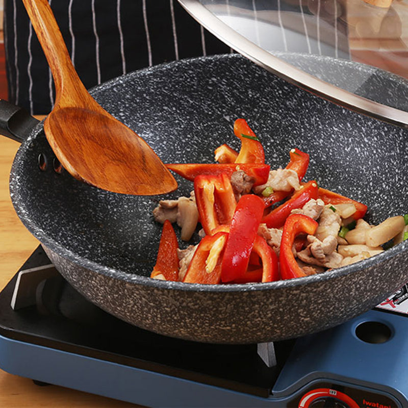 idrop 34CM - GD TRENDY Kitchen Cooking Wok Frying Pan [ Stone Black ]