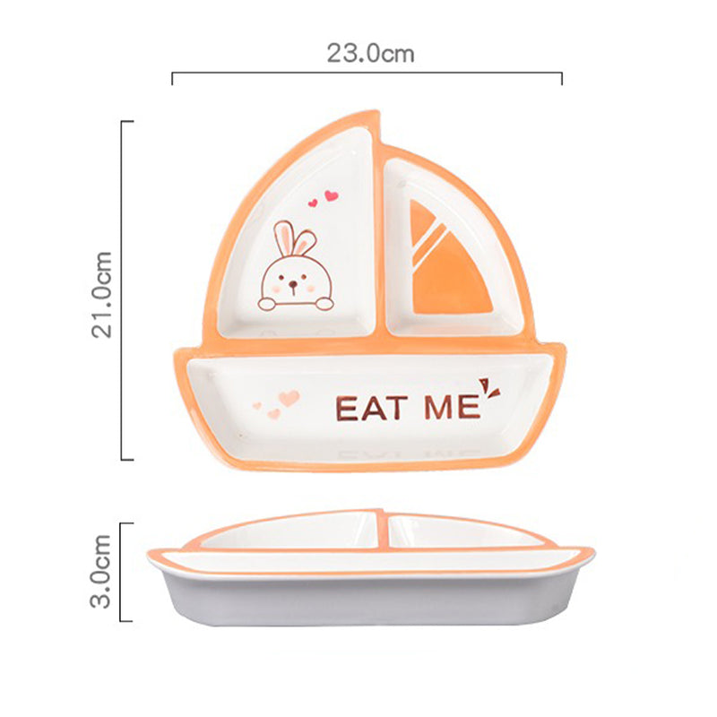 idrop Childrens Sail Boat Shape Ceramic Plate / Pinggan Makan Seramik Kanak Kanak Bentuk Kapal / 陶瓷帆船儿童餐盘