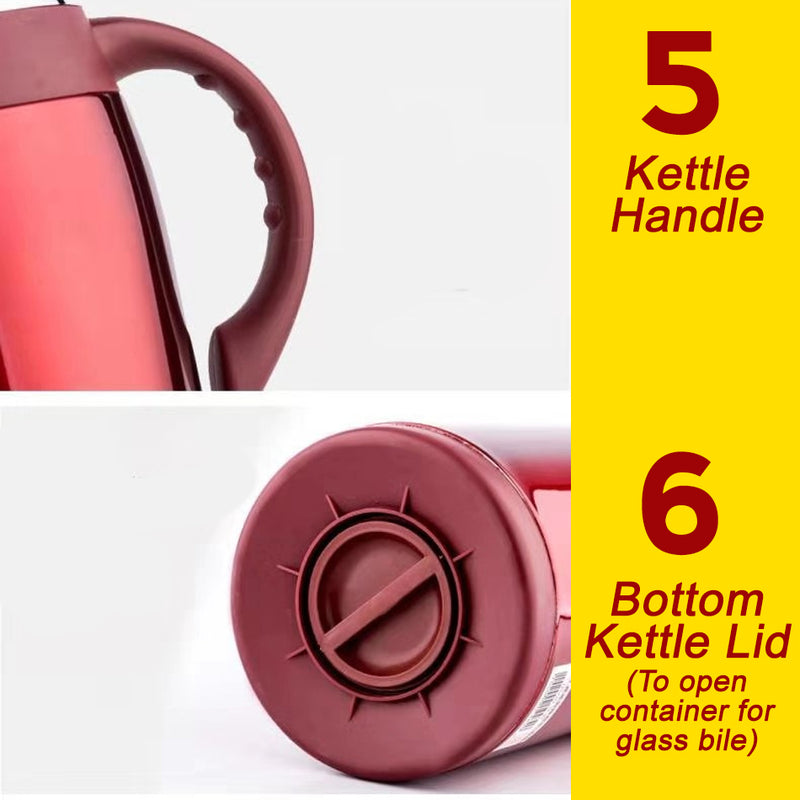 idrop [ 1.6L ] Thermal Stainless Steel Insulation Drinking Vacuum Kettle Flask Pot with Glass Inner Bile