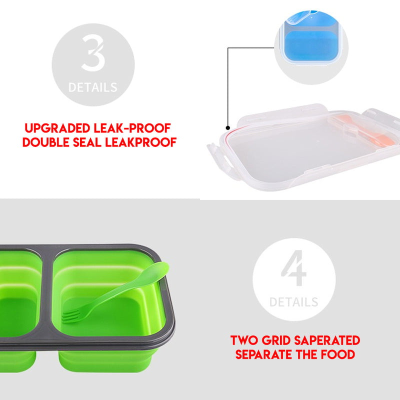 idrop 2 Grid Rectangle Portable Eco Folding Lunchbox Bento
