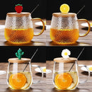 idrop [ 420ml ] High Temperature Resistant Drinking Glass Mug / Cawan Minum Kaca Tahan Panas / 锤纹冰川卡通玻璃杯420ML