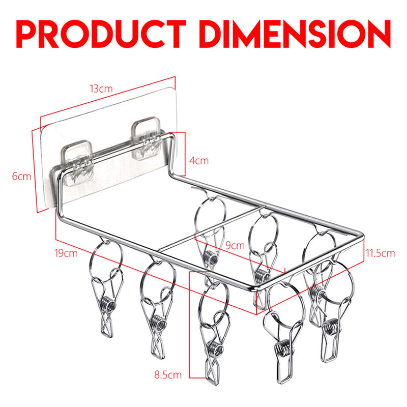 idrop Stainless Steel Wall-mounted Drying Clip Rack Hanger