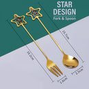 idrop [ 2PCS ] Circle & Star Gold Stainless Steel SUS304 Spoon & Fork Utensil Set / Set Sudu Garfu Keluli Tahan Karat Warna Emas  / 304星星叉子星星勺子圆型叉子圆型勺子