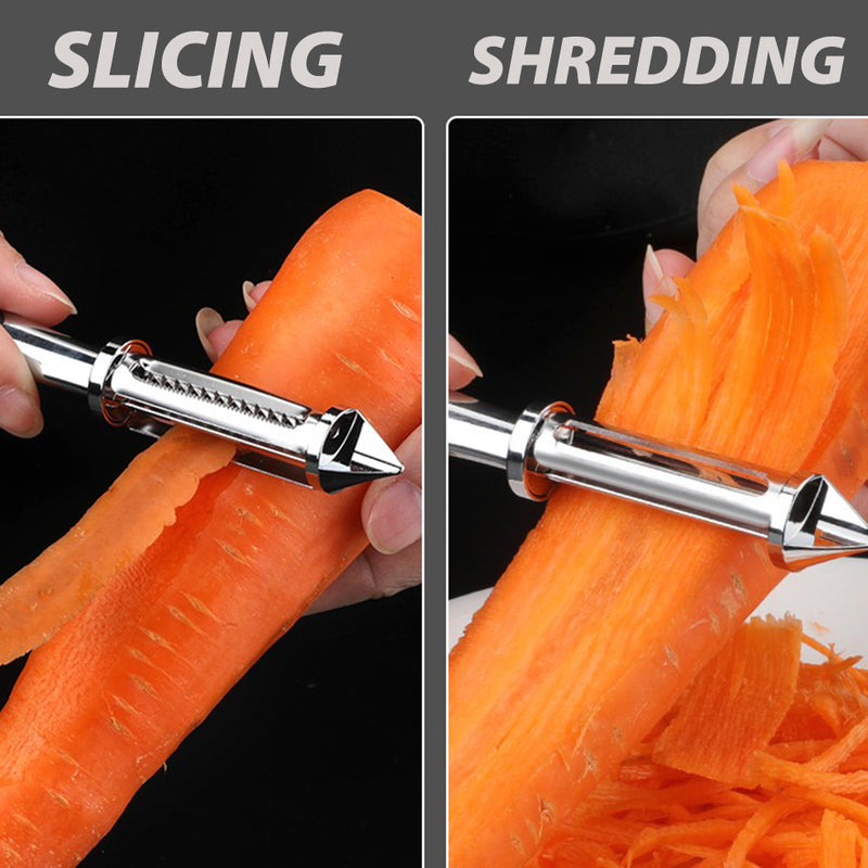 idrop SUS304 Stainless Steel Handheld Fruit Vegetable Slicer Peeler and Shredder / Alat Pengupas Penghiris Sayur dan Buah Keluli Tahan Karat / SUS304不锈钢手持式果蔬切片机削皮撕碎机