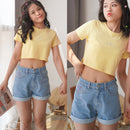 idrop Dream Planet High Waist Pants / Seluar Pendek Pinggang Ramping Wanita / 下摆宽松的高腰短裤