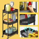 idrop 3 LAYER Foldable Portable Space Saving Kitchen Storage Tray Trolley Shelf