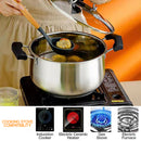 idrop [ 22CM / 24CM ] Stainless Steel Soup Pot [ 1 Layer / 2 layer ] / Periuk Masak Sup / 22CM弧型汤锅 24CM二层弧型汤锅(汤蒸锅)(带格)(复底玻 璃盖)(彩丰)SOUP POT