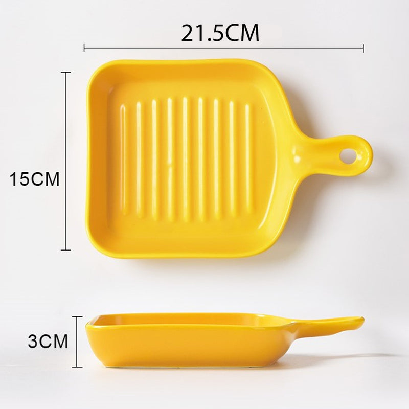 idrop [ 320ml ] Ceramic Porcelain Handle Baking Plate Dish Tray
