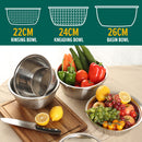 idrop [ 22 / 24 / 26CM ] 3PCS Multifunctional Stainless Steel SUS304 Stackable Washing Basin Bowl Set