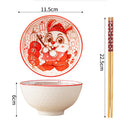 idrop [ 6PCS ] CNY Chinese New Year of Rabbit Ceramic Rice Bowl Set with Chopsticks [ Dazhan Hong Rabbit ] / Set Mangkuk Seramik & Chopstick Tahun Baru Cina Tahun Arnab / 陶瓷套装(兔) 大展宏兔6碗6筷陶瓷套装(吉祥福兔)CNY