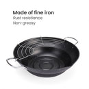 idrop [ 28CM ] Japanese Style Wide Iron Deep Frying Pan with Draining Rack / Kuali Memasak / 日式宽铁煎锅带沥水架