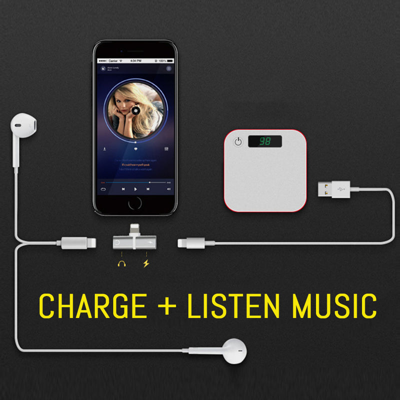 idrop 2 IN 1 Lightning Splitter Adapter [Audio/Call/Charge] Compatible for iPhone 7/8/X
