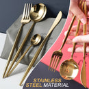 idrop 4PCS Golden Stainless Steel Kitchen Utensil Spoon Fork Knife Set
