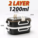 idrop [ 1 LAYER(800ml) / 2 LAYER(1200ml) ] Portable Lunch Box with Stainless Steel Multi Compartment Food Eating Tray
