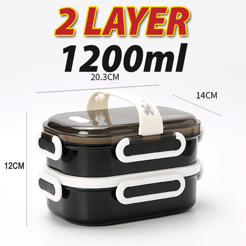 idrop [ 1 LAYER(800ml) / 2 LAYER(1200ml) ] Portable Lunch Box with Stainless Steel Multi Compartment Food Eating Tray
