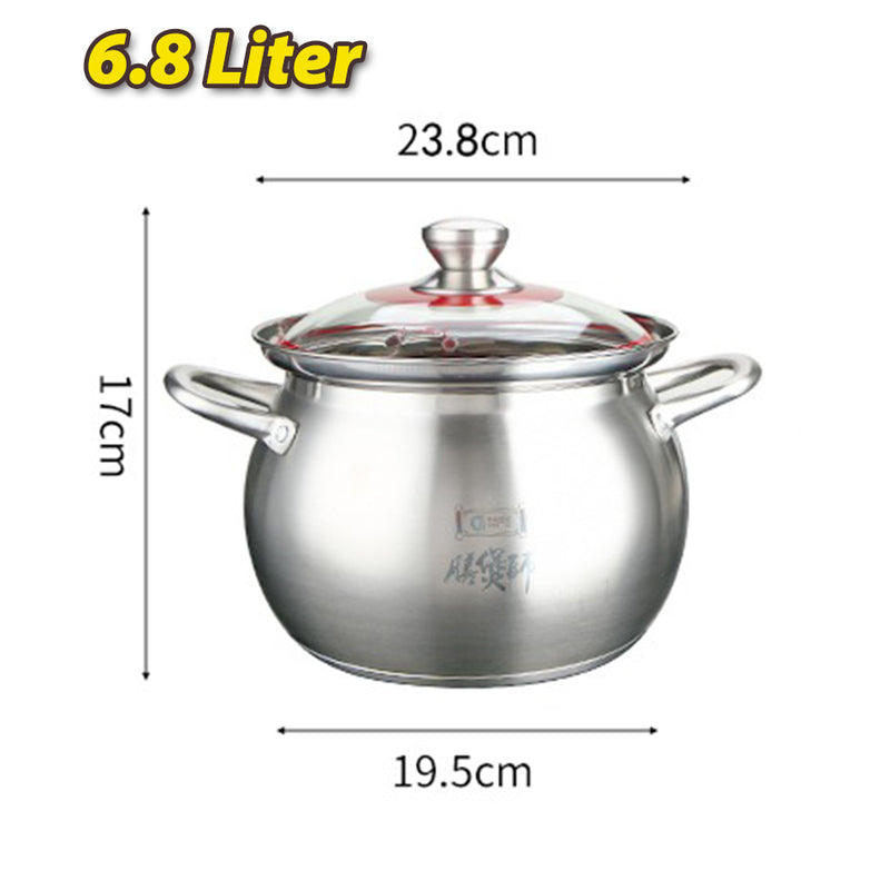 idrop [ 4.8L / 6.8L] Kitchen Cooking Soup Porridge Cauldron Stock Pot SUS304 Stainless / Steel Periuk Kuali Keluli tahan Karat /  304不锈钢膳煲师S系列高 汤锅