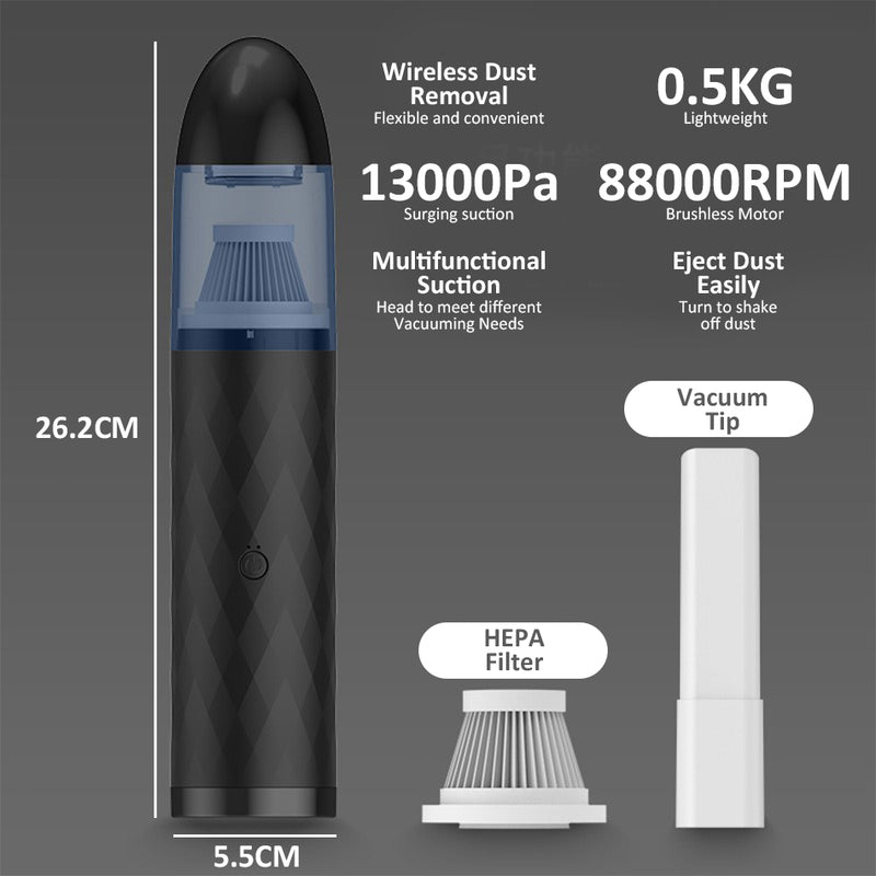 idrop [ 1200mAh ] USB Rechargeable Portable Car & Household Vacuum Cleaner / Vakum Kereta & Rumah Mudah Alih / USB充电火箭头车载吸尘器(1200MAH)